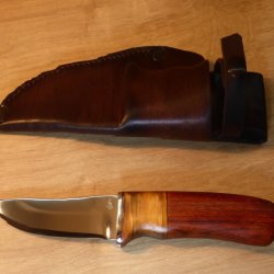 Poľovnícky nôž , rúčka antikor,stabilizovaná breza, jatoba