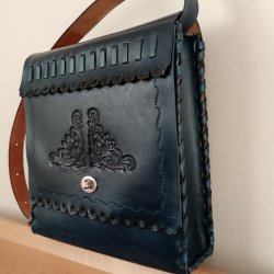 Modrá kabelka vnútorná veľkosť A4 so 4 priečinkami